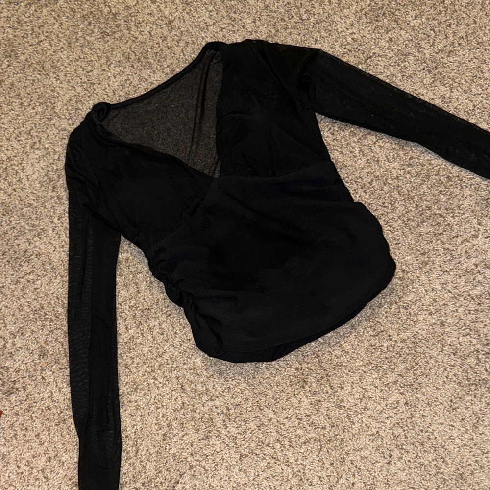 Black Women's Long Sleeve Wrap Top